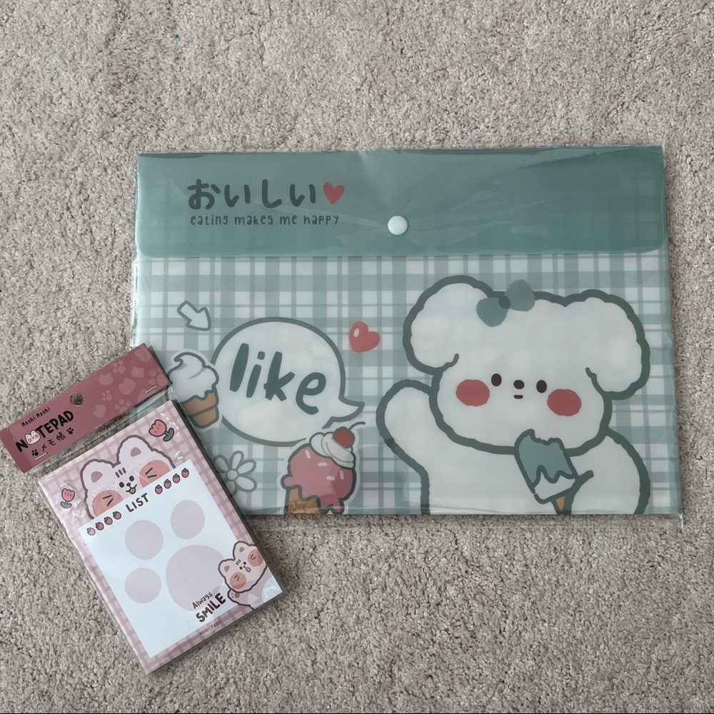 Cute Japanese Stationary Folder and Notepad